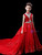 In Stock:Ship in 48 Hours Red Sequins High Neck Crystal Appliques Flower Girl Dress