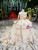 Champagne Ball Gown Tulle Sequins Embroidery Appliques Flower Girl Dress