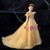 In Stock:Ship in 48 Hours Gold Ball Gown Appliques Flower Girl Dress