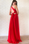 A-Line Red Chiffon Halter Backless Pleats Long Prom Dress