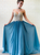 A-Line Blue Chiffon Sweetheart Appliques Beading Prom Dress