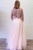 A-Line Pink Tulle V-neck Backless Beading Crystal Prom Dress