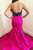 Fuchsia Mermaid Satin Sweetheart Long Beaidng Crystal Prom Dress