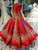 Red Ball Gown High Neck Sequins Cap Sleeve Beading Flower Girl Dress