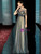 Floor-length sequined mother of the groom dress with a scoop neckline