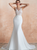 White Mermaid Chiffon Illusion Sleeveless Wedding Dress