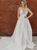 A-Line Satin Deep V-neck Pleats Wedding Dress With Pocket