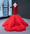 Red Mermaid Sequins Tulle Long Sleeve V-neck Prom Dress