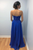 A-Line Blue Chiffon Sweetheart Beading Crystal Prom Dress