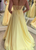 A-Line Yellow Chiffon Sweetheart Long Prom Dress With Pocket