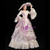 Champagne and Purple Satin Long Sleeve Drama Show Vintage Gown Dress