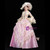 Pink And Champagne Satin Lace Flower Drama Show Vintage Gown Dress