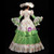 Green Ball Gown Satin Print Drama Show Vintage Gown Dress