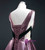 A-Line Purple V-neck Pleats Long Prom Dress With Green Velvet