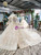 Chamapgne Ball Gown Sequins Off the Shoulder Long Sleeve Appliques Wedding Dress