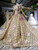 Champagne Ball Gown Tulle Backless Cap Sleeve Beading Wedding Dress