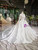 White Ball Gown Satin Long Sleeve Beading Sequins Wedding Dress