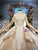 Champagne Gold Tulle Sequins High Neck Long Sleeve Backless Wedding Dress