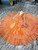 Orange Tulle See Through V-neck Long Sleeve Appliques Wedding Dress