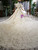 Fairy Tale Champagne Ball Gown Tulle Hand Made Flower High Neck Wedding Dress