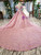 Pink Purple Ball Gown Embrodiery Lace Backless Wedding Dress With Train