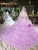 Purple Ball Gown Tulle Beading Long Sleeve Wedding Dress