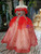 A-Line Red Tulle Sequins Strapless Appliques Flower Girl Dress