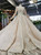 Champagne Ball Gown Sequins Long Sleeve Beading Wedding Dress