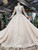 Fabulous Champagne Ball Gown Tulle Appliues Long Sleeve Beading Wedding Dress