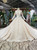 Fabulous Champagne Ball Gown Tulle Appliues Long Sleeve Beading Wedding Dress