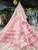 Pink Ball Gown Tulle Long Sleeve Appliques Beading Wedding Dress
