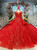 Wonderful Red Tulle Appliques Backless Beading Wedding Dress With Train