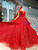 Wonderful Red Tulle Appliques Backless Beading Wedding Dress With Train