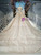 Champagne Ball Gown Tulle Sequins Short Sleeve Beading Wedding Dress