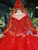 Queenly Red Ball Gown Tulle Long Sleeve Beading Wedding Dress  Queenly Red Ball Gown Tulle Long Sleeve Beading Wedding Dress