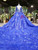 Blue Ball Gown Tulle High Neck Long Sleeve Beading Wedding Dress With Long Train Blue Ball Gown Tulle High Neck Long Sleeve Beading Wedding Dress With Long Train