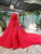 Fantastic Red Ball Gown Tulle Appliques High Neck Wedding Dress With Beading 