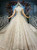 Hot Sale Champagne Ball Gown Tulle Sequins Cap Sleeve Wedding Dress