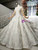 White Ball Gown Satin Long Sleeve Embroidery Appliques Wedding Dress With Long Train