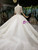 Light Champagne Tulle V-neck Short Sleeve Backless Wedding Dress With Pearls