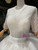 Light Champagne Tulle V-neck Short Sleeve Backless Wedding Dress With Pearls