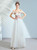 In Stock:Ship in 48 Hours A-Line White Tulle Off the Shoulder Long Wedding Dress