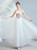 In Stock:Ship in 48 Hours White Tulle Off the Shoulder Short Sleeve Wedding Dress