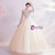 In Stock:Ship in 48 Hours Champagne Ball Gown Tulle Long Sleeve Wedding Dress