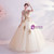 In Stock:Ship in 48 Hours Champagne Tulle Short Sleeve Appliques Wedding Dress