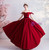 In Stock:Ship in 48 Hours A-Line Burgundy Velvet Off the Shoulder Prom Dress