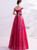In Stock:Ship in 48 Hours Red Tulle Sequins Cap Sleeve Prom Dress