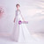 In Stock:Ship in 48 Hours White Satin Lace 3/4 Sleeve Wedding Dress