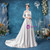 In Stock:Ship in 48 Hours White Satin Appliques 3/4 Sleeve Wedding Dress