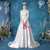 In Stock:Ship in 48 Hours White Satin Appliques 3/4 Sleeve Wedding Dress